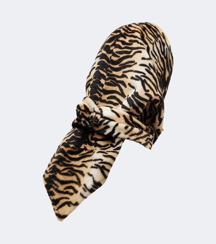 Printed leather and shearling hood - Nour Hammour - Modalova