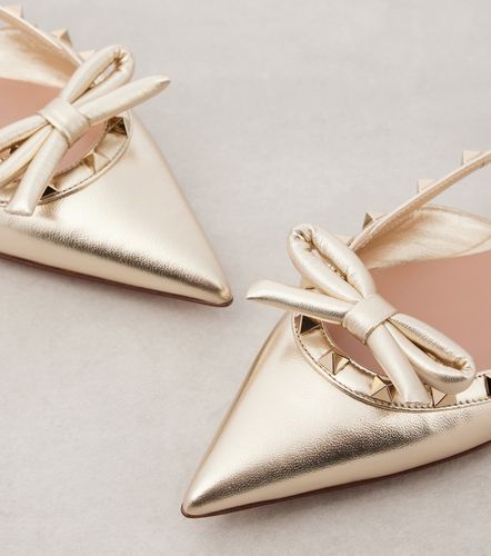 Rockstud metallic leather slingback flats - Valentino Garavani - Modalova