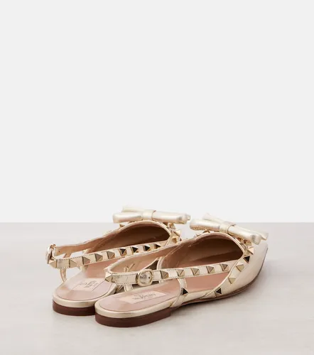 Rockstud metallic leather slingback flats - Valentino Garavani - Modalova