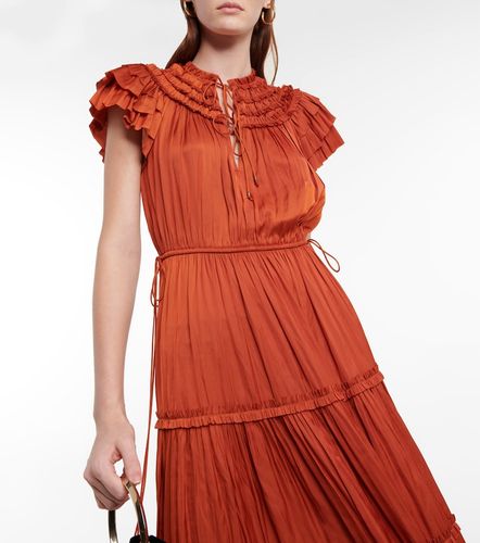 Vestido midi Isadora de satén plisado - Ulla Johnson - Modalova