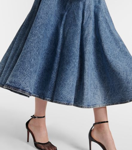 Alaïa Gonna midi di jeans e jersey di cotone - Alaia - Modalova