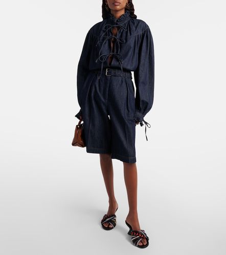 Pleated denim shorts - Dries Van Noten - Modalova