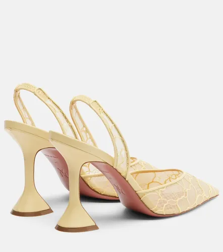 Holli leather-trimmed lace slingback pumps - Amina Muaddi - Modalova
