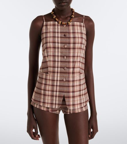Staud Una plaid linen-blend top - Staud - Modalova