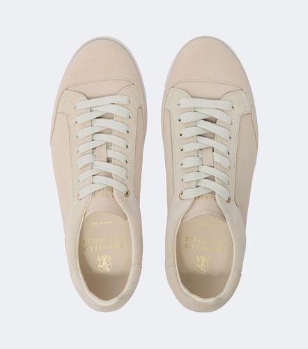 Suede-trimmed leather sneakers - Brunello Cucinelli - Modalova