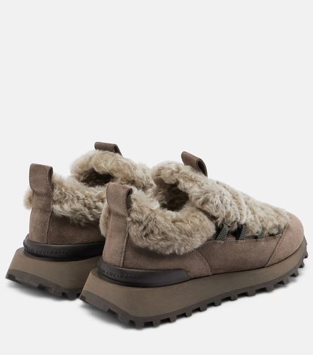 Monili shearling-trimmed suede sneakers - Brunello Cucinelli - Modalova