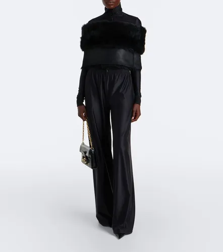 Pantalones anchos de jersey en mezcla de seda - Gucci - Modalova