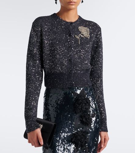 Cárdigan cropped en mezcla de alpaca adornado - Erdem - Modalova