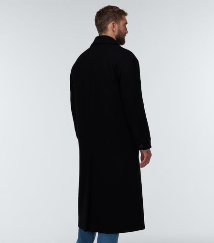 Leather-trimmed wool overcoat - Valentino - Modalova