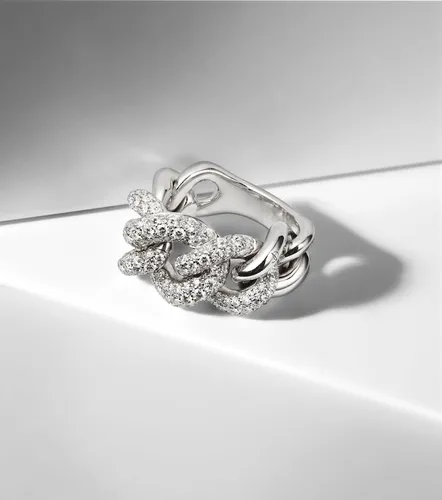 Catene 18kt white gold ring with diamonds - Pomellato - Modalova