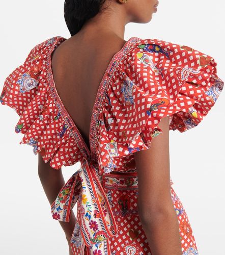 Top de algodón estampado con volantes - Camilla - Modalova
