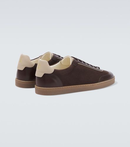Leather-trimmed suede sneakers - Brunello Cucinelli - Modalova