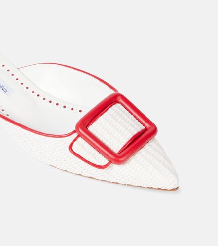 Maysale leather-trimmed raffia mules - Manolo Blahnik - Modalova