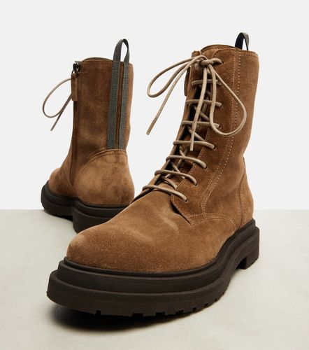 Suede combat boots - Brunello Cucinelli - Modalova
