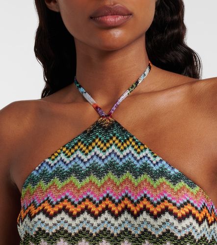 Zigzag halterneck lame crop top - Missoni - Modalova