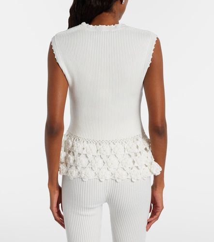 Top in misto cotone a coste con crochet - Ganni - Modalova
