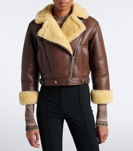 Giacca biker in pelle con shearling - Acne Studios - Modalova