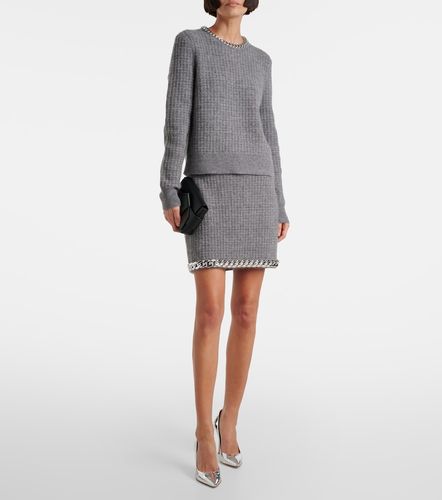 Chain-detail waffle-knit wool-blend miniskirt - Tory Burch - Modalova
