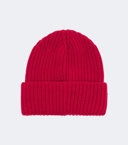 Berretto in cashmere a coste con logo - Moncler - Modalova