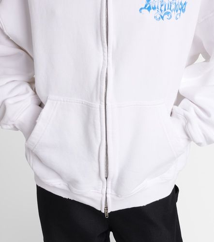 Logo cotton jersey zip-up hoodie - Balenciaga - Modalova
