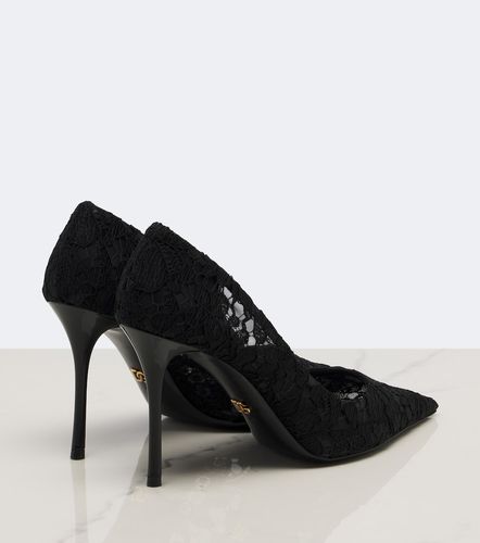 Leather-trimmed lace pumps - Dolce&Gabbana - Modalova