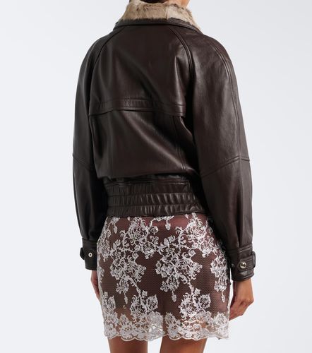 Shearling-trimmed leather jacket - Jacques Wei - Modalova