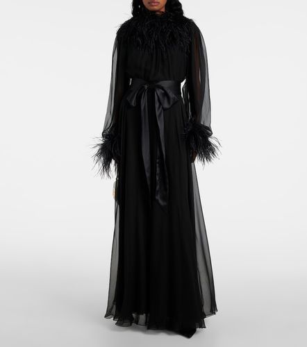 Abito lungo in chiffon di seta con piume - Dolce&Gabbana - Modalova
