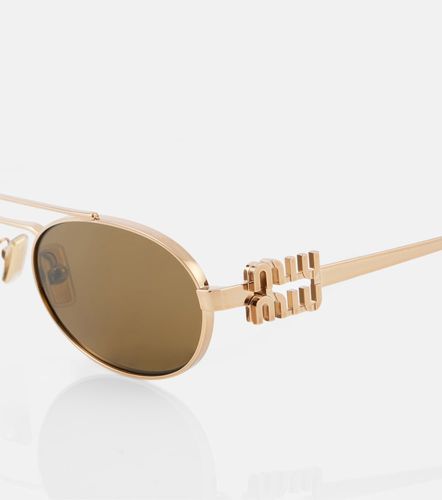 Gafas de sol ovaladas con logo - Miu Miu - Modalova