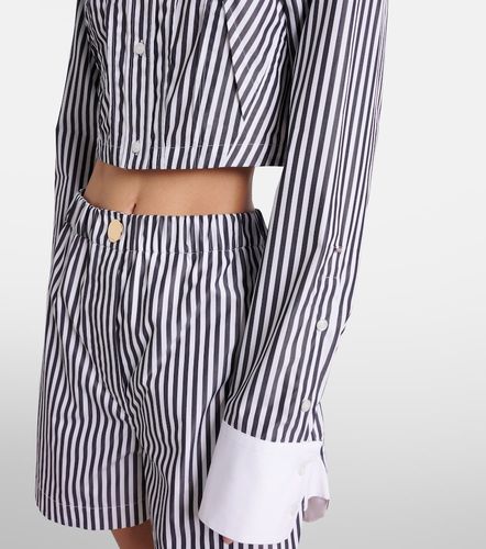 Camisa cropped de popelín de algodón a rayas - Sportmax - Modalova