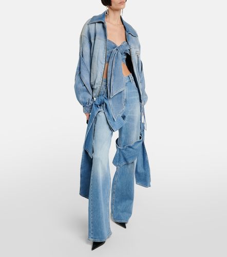 Crop top de denim con lazo - Blumarine - Modalova
