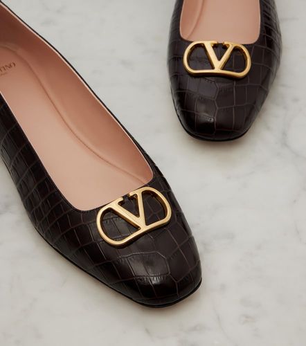 VLogo croc-effect leather ballet flats - Valentino Garavani - Modalova
