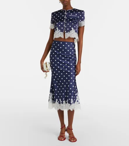 Lace-trimmed polka-dot satin crop top - Self-Portrait - Modalova