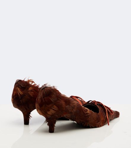Prada Feather-trimmed satin pumps - Prada - Modalova