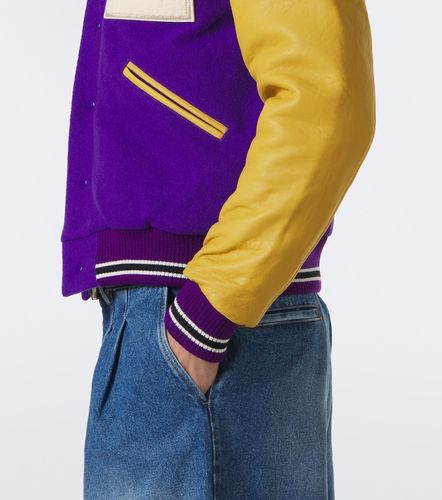 Leather-trimmed wool-blend bomber jacket - ERL - Modalova