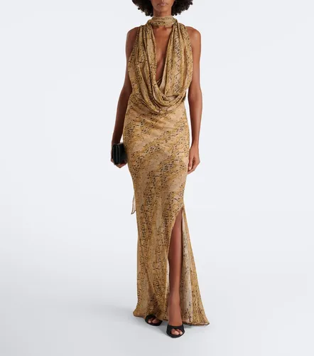Isolde draped snake-print georgette top - De La Vali - Modalova