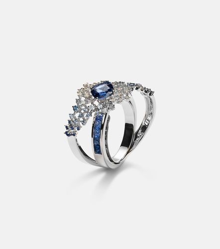 Scatter Orbit 18kt white gold ring with sapphires and diamonds - Ananya - Modalova