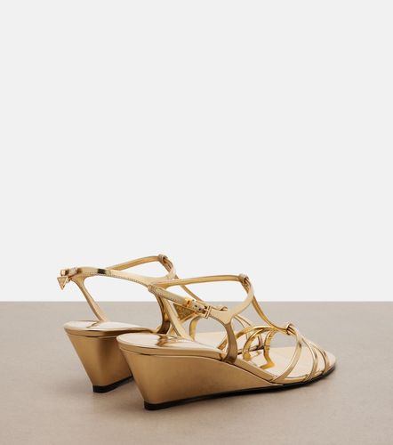 Metallic leather wedge sandals - Prada - Modalova