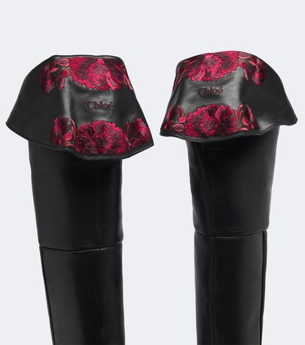 Azelan embroidered leather over-the-knee boots - Chloe - Modalova