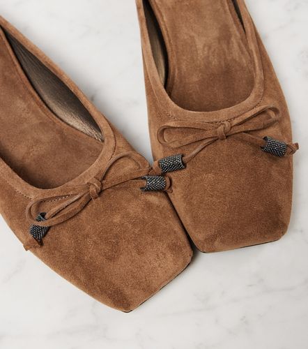 Monili bow-detail suede mules - Brunello Cucinelli - Modalova