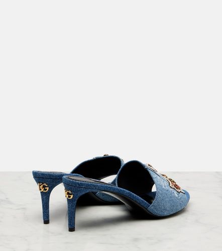 Crystal-embellished denim mules - Dolce&Gabbana - Modalova