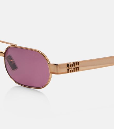 Gafas de sol ovaladas con logo - Miu Miu - Modalova