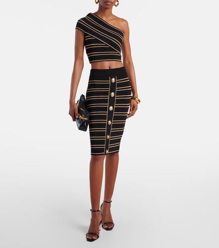 Striped one-shoulder crop top - Balmain - Modalova