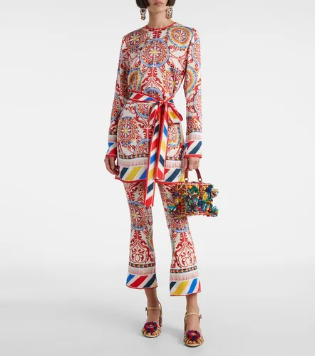 Top de seda estampado con cinturón - Dolce&Gabbana - Modalova