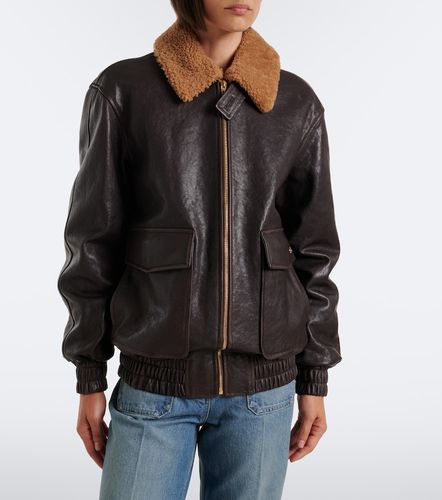 Caban shearling-trimmed leather bomber jacket - Valentino - Modalova
