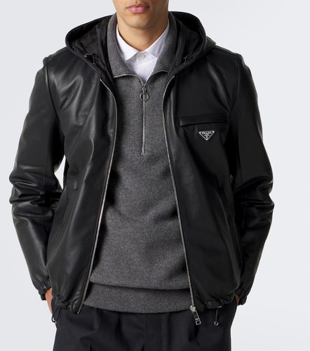 Reversible Re-Nylon and leather jacket - Prada - Modalova