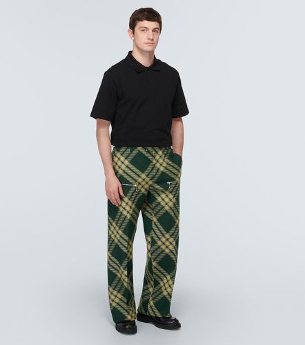 Pantalones rectos de sarga de lana a cuadros - Burberry - Modalova