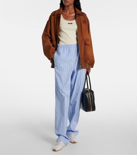 Pantalones anchos de popelín de algodón - Miu Miu - Modalova