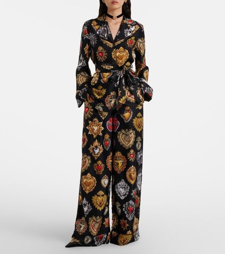 Pantalones palazzo Devotion de sarga de seda - Dolce&Gabbana - Modalova