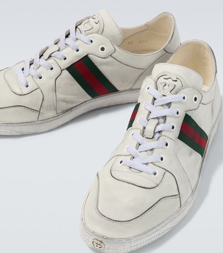 Stretch Web Stripe leather sneakers - Gucci - Modalova