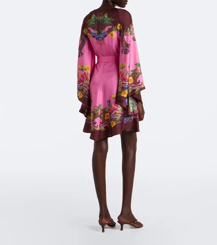 Vestido corto de satén de seda floral cinturón - Etro - Modalova